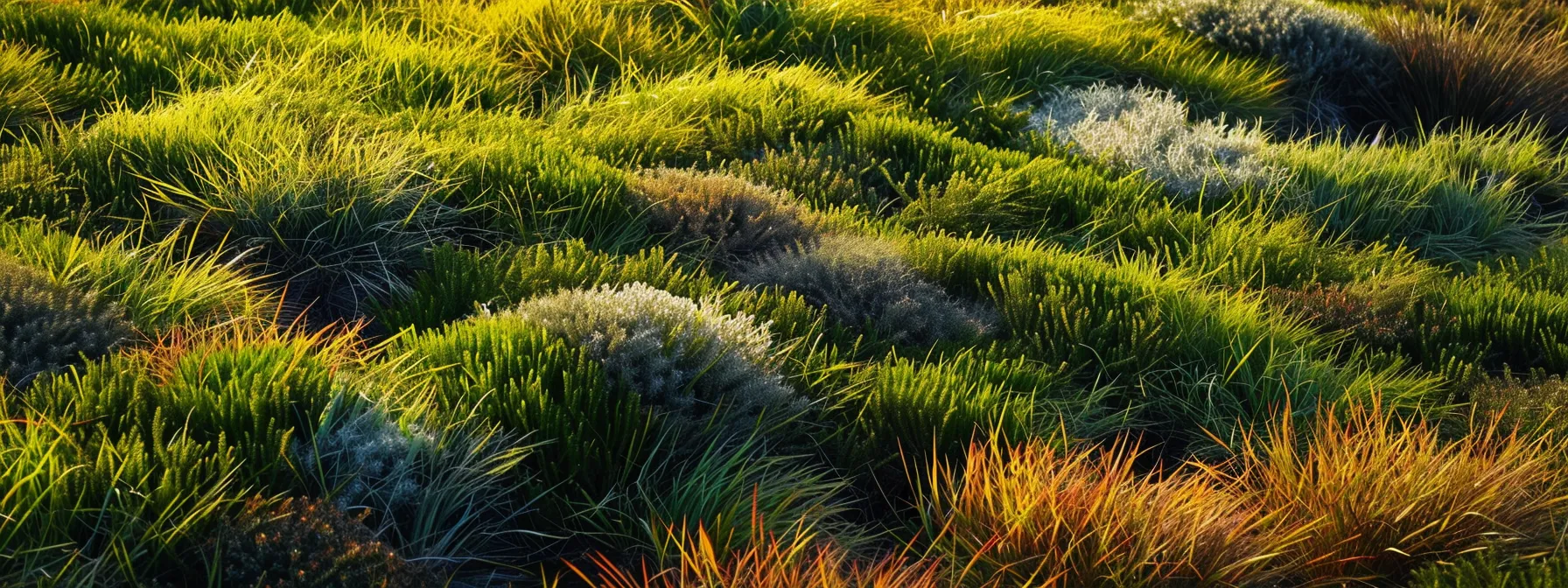 a lush, vibrant festuca synthetic grass field showcasing different shades and textures, perfect for residential or commercial landscaping projects.